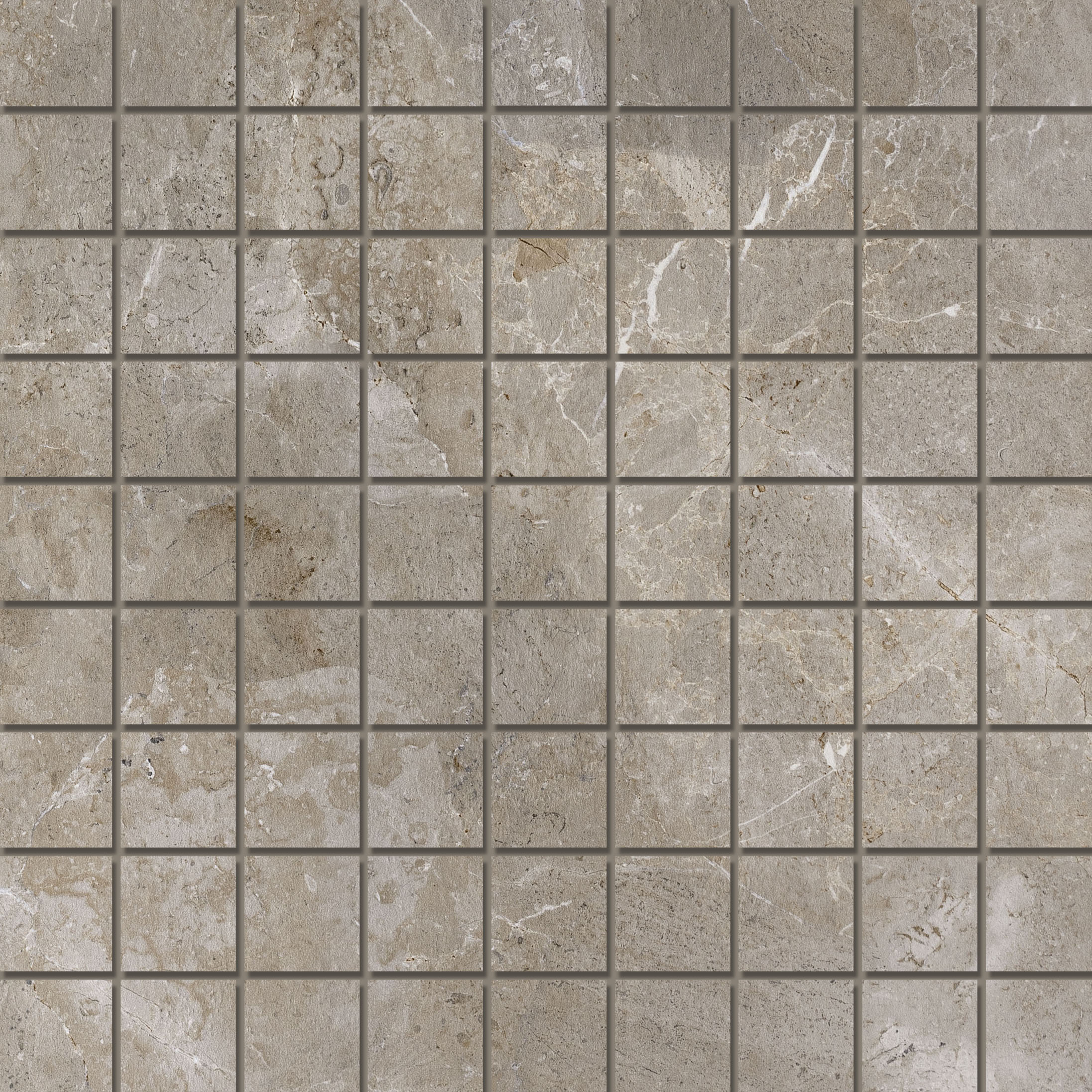 Mosaic 3,1x3,1 Palladium Grey Carrelage clair avec texture subtile et motif de grille fin.