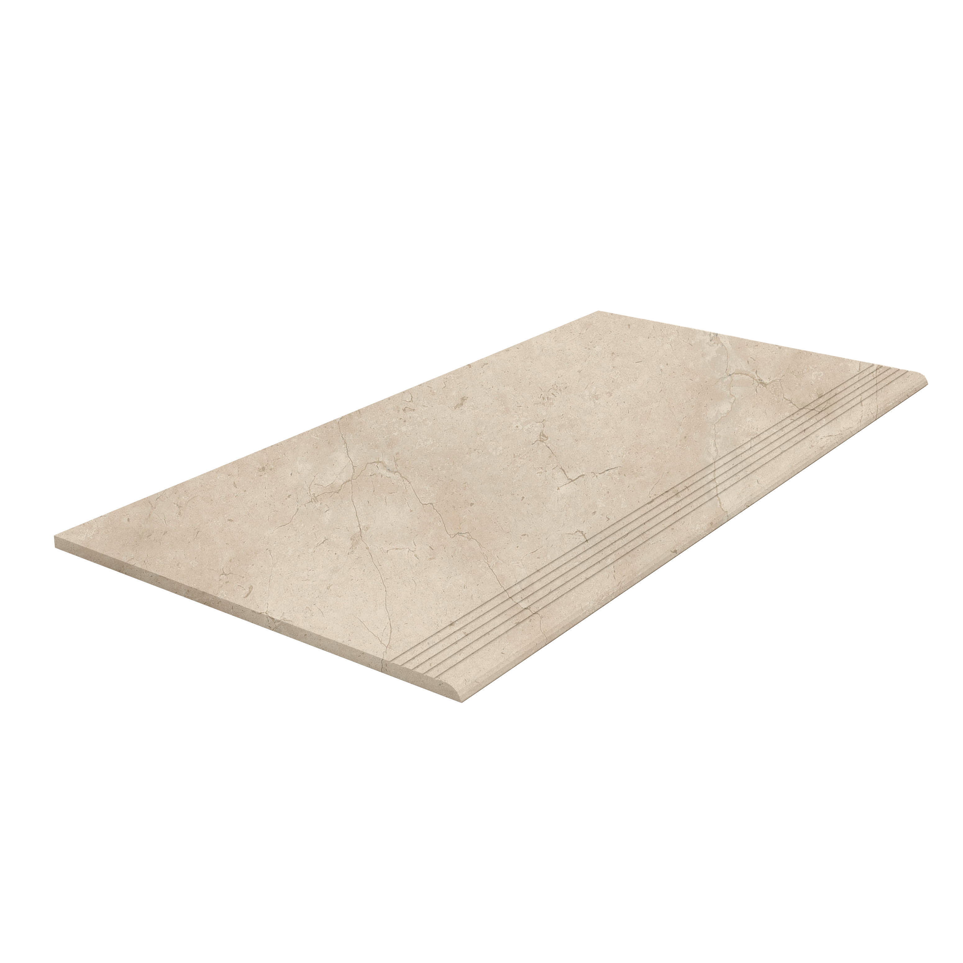 Step Crema Marfil Dalle de marche beige aspect pierre naturelle avec rainures antidérapantes.