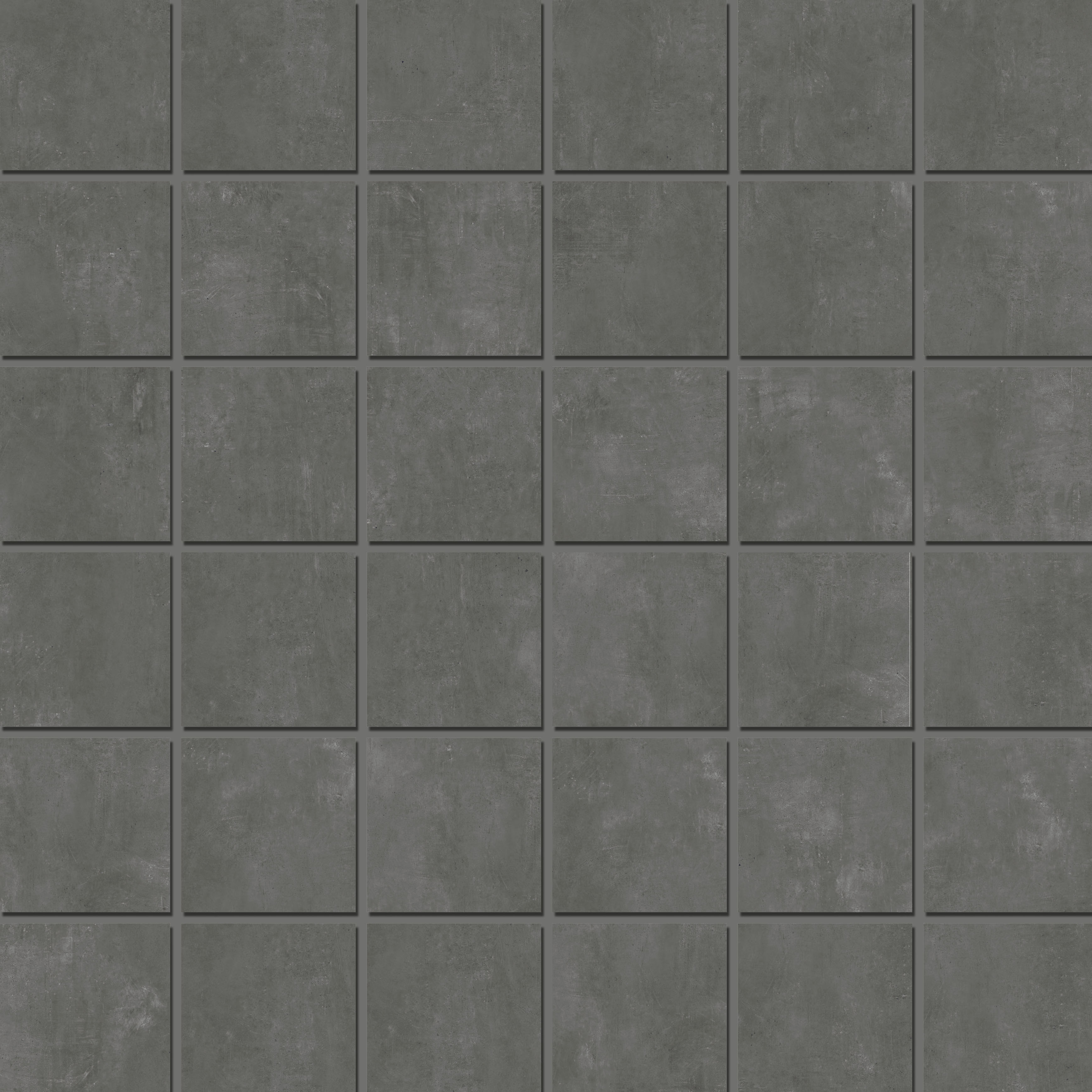 Mosaic 4,7x4,7 Urban Anthracite Carreaux de grès cérame carrés gris foncé aspect béton.