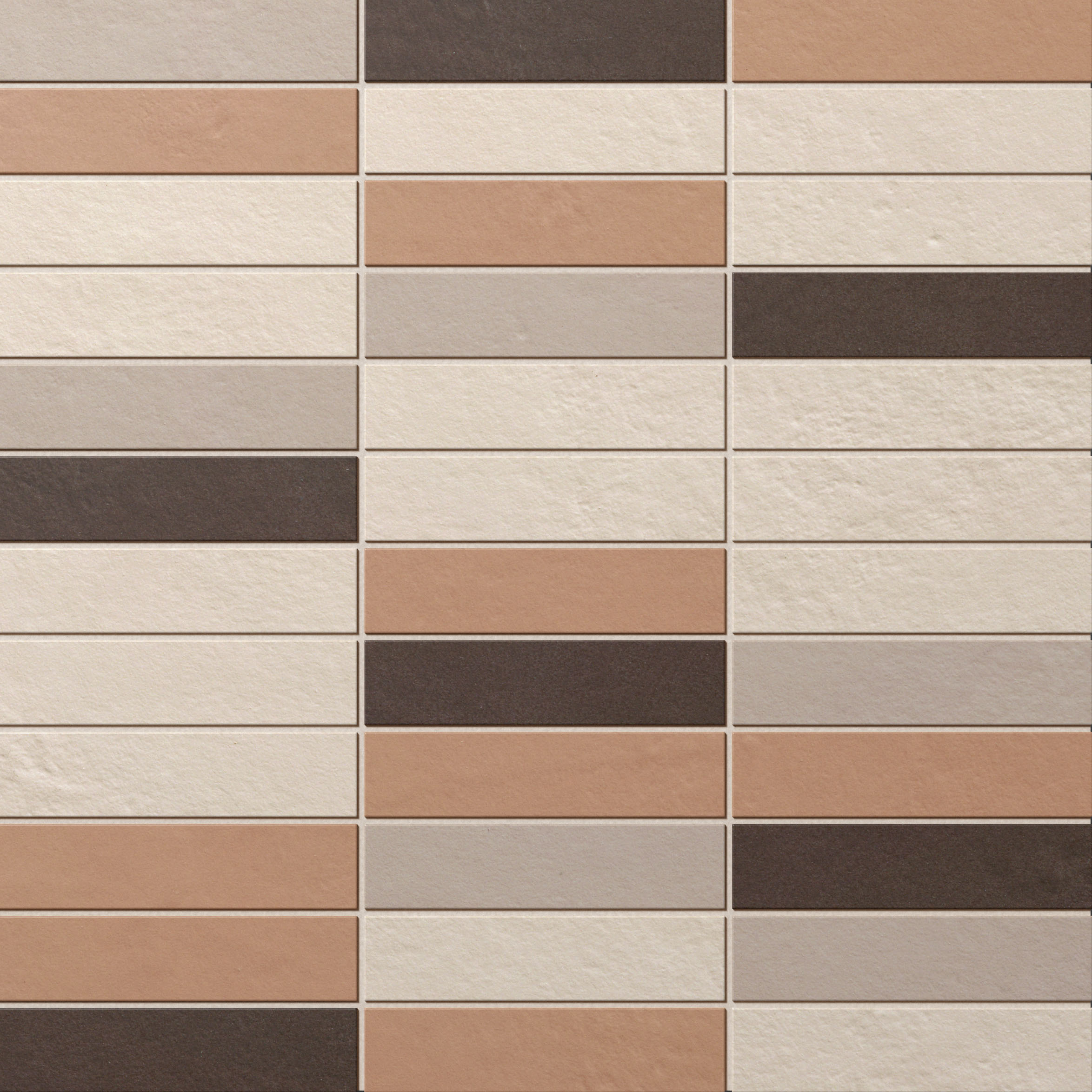 Brick Mosaic Warm Mix Motif de carreaux aux tons chauds beige, marron et terre.