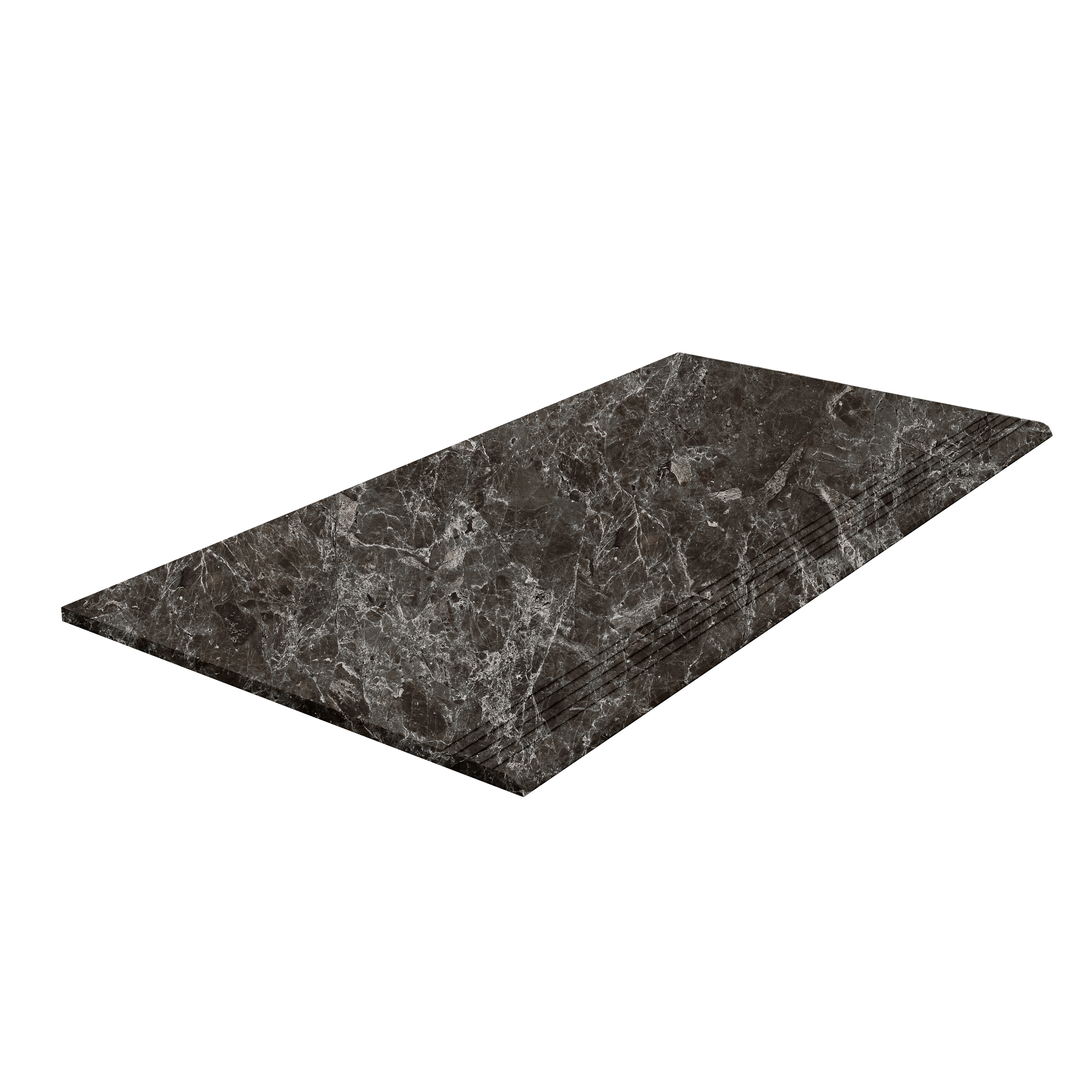 Step Estro Anthracite Carreau gris foncé avec marbrure claire, rectangulaire, pour intérieur et extérieur.
