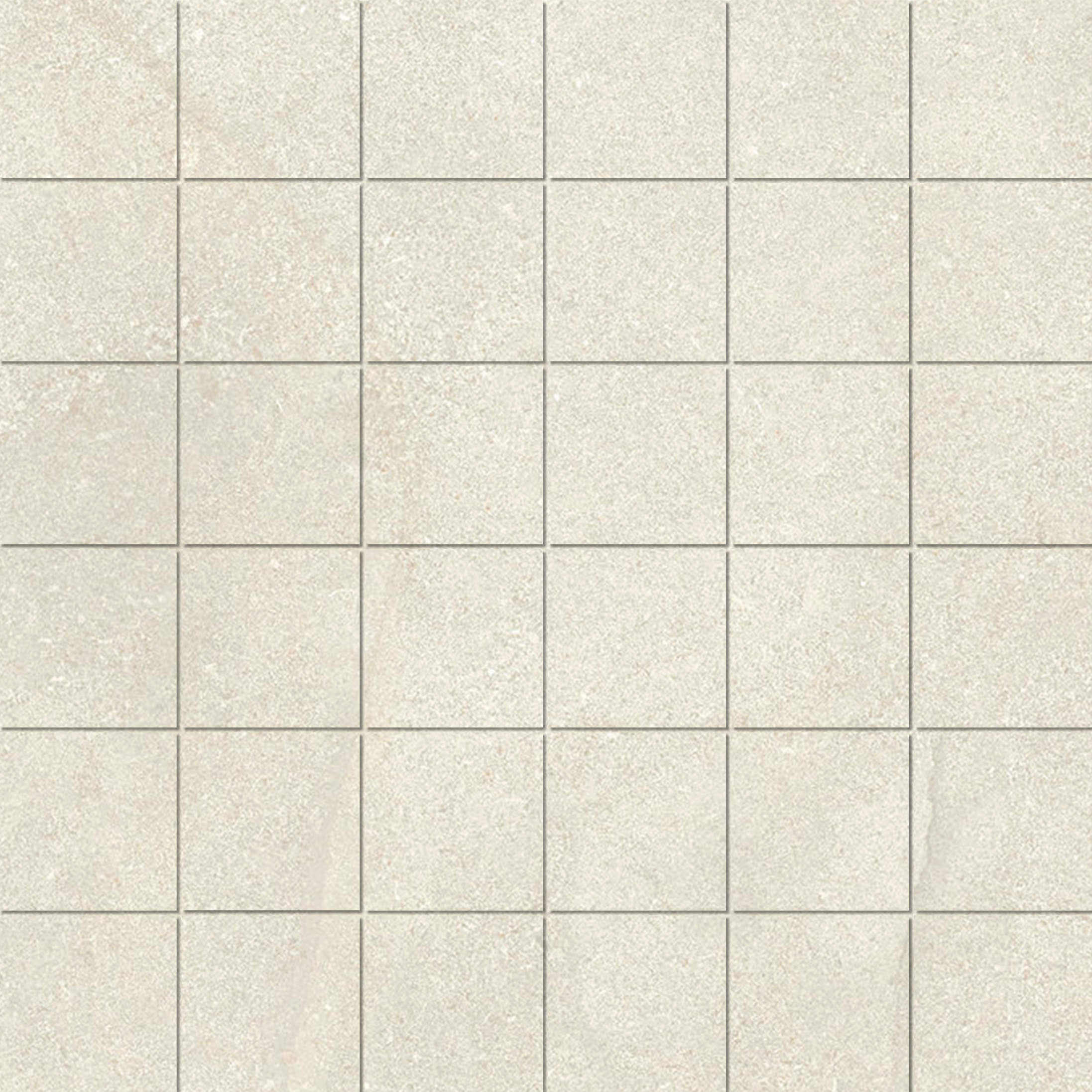 Mosaic 4,7x4,7 Pearl Carreaux carrés en grès cérame beige clair, légèrement texturés.