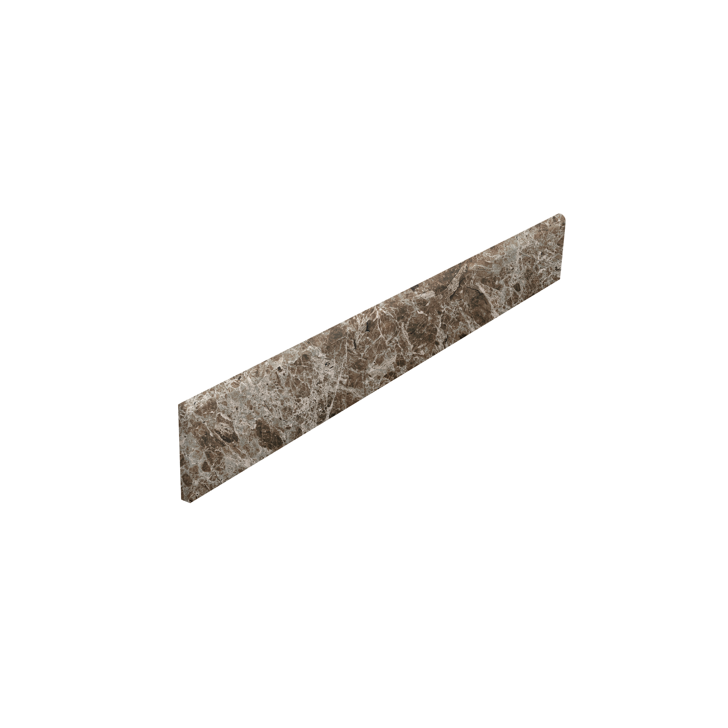 Bullnose Estro Brown Profilé de finition aspect marbre brun-gris.