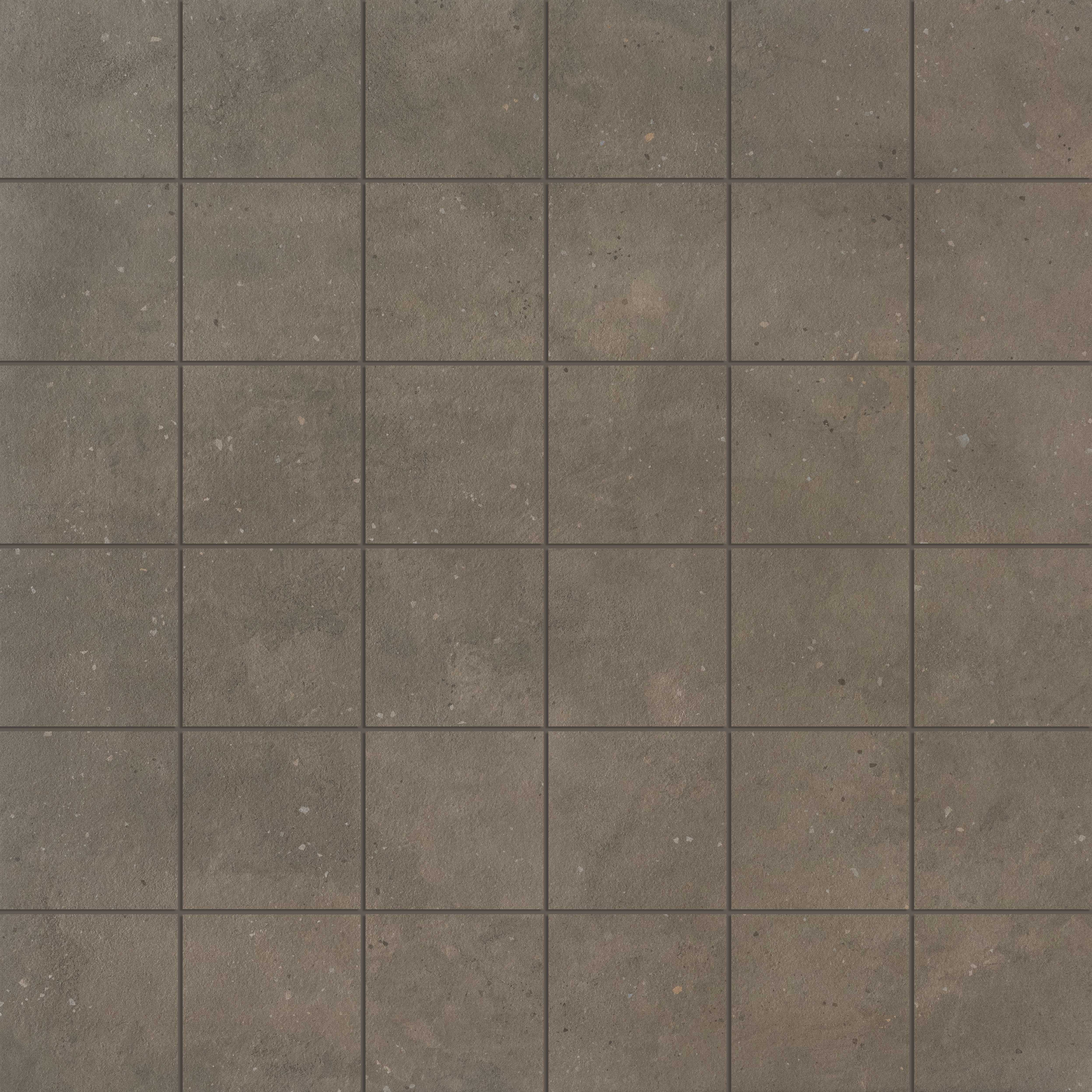 Mosaic 4,7x4,7 Ground Carreaux gris-brun à motif quadrillé.