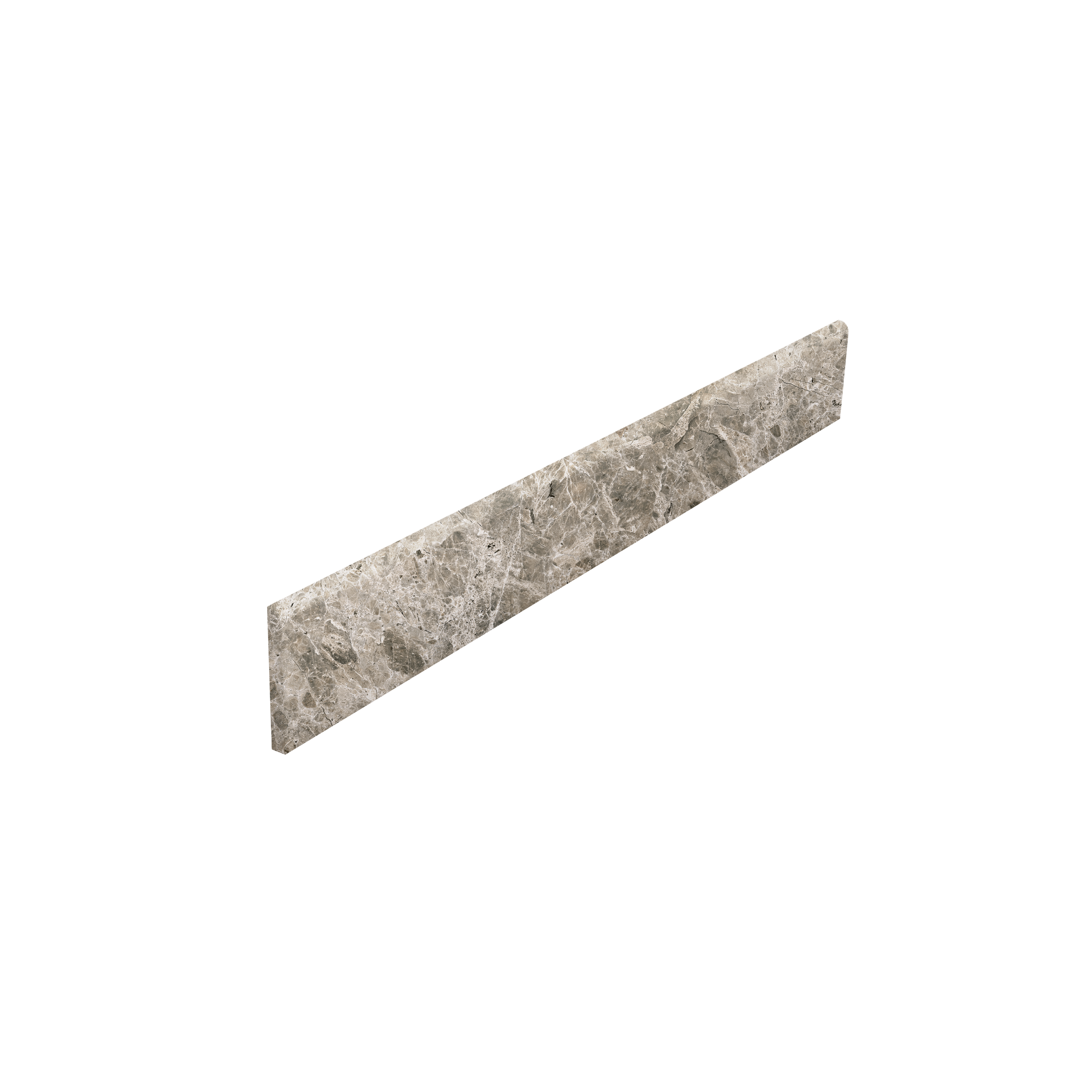 Bullnose Estro Grey Plinthe aspect marbre beige-gris.